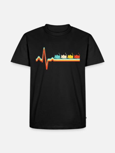 Mouse Retro Heartbeat - Men's Premium Organic T-Shirt - black