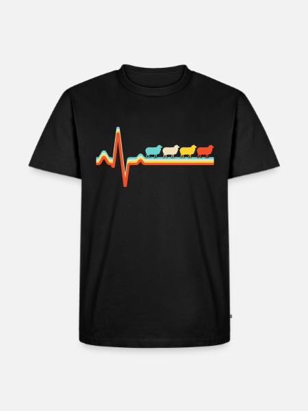 Sheep Retro Heartbeat - Men's Premium Organic T-Shirt - black