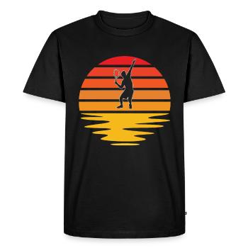 Tennis Rétro - T-shirt Premium bio Homme - noir - Devant - Nico (187cm)
