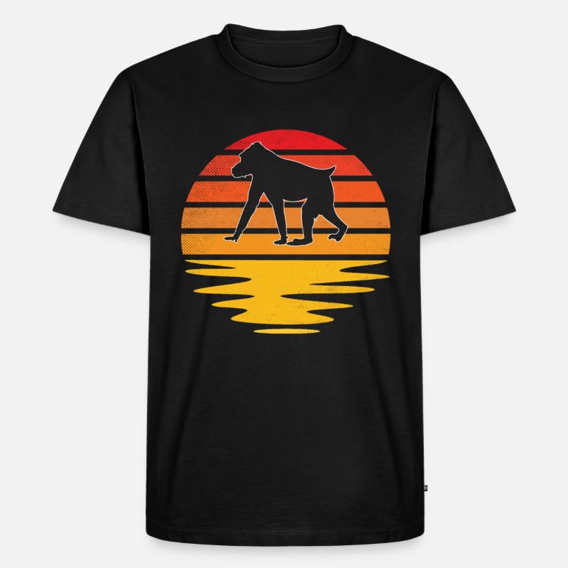 Affe Retro - Männer Premium Bio T-Shirt - Schwarz