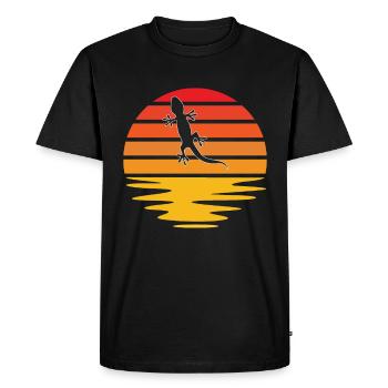 Lézard Rétro - T-shirt Premium bio Homme - noir - Devant - Nico (187cm)