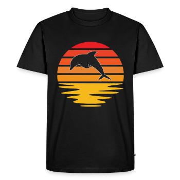 Dolphin Retro - Men's Premium Organic T-Shirt - black - Front - Nico (187cm)