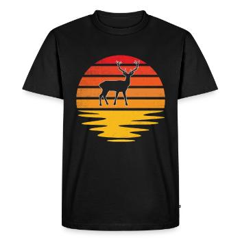 Hirsch Retro - Men's Premium Organic T-Shirt - black - Front - Nico (187cm)