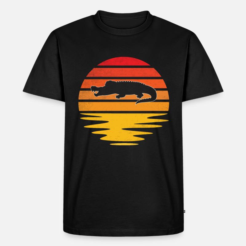 Krokodil Retro - Männer Premium Bio T-Shirt - Schwarz
