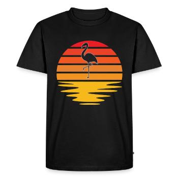 Flamant rose Rétro - T-shirt Premium bio Homme - noir - Devant - Nico (187cm)