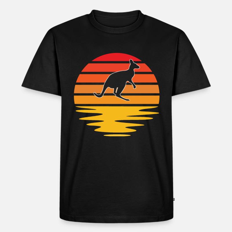 Känguru Retro - Männer Premium Bio T-Shirt - Schwarz