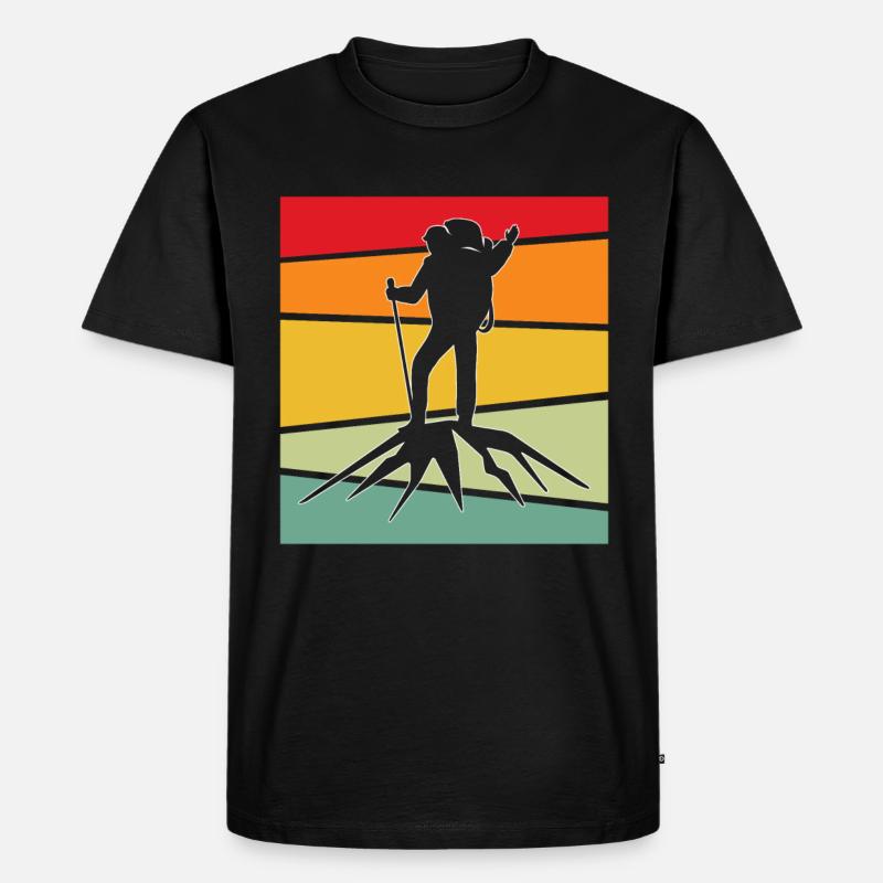 Bergsteigen Retro - Männer Premium Bio T-Shirt - Schwarz