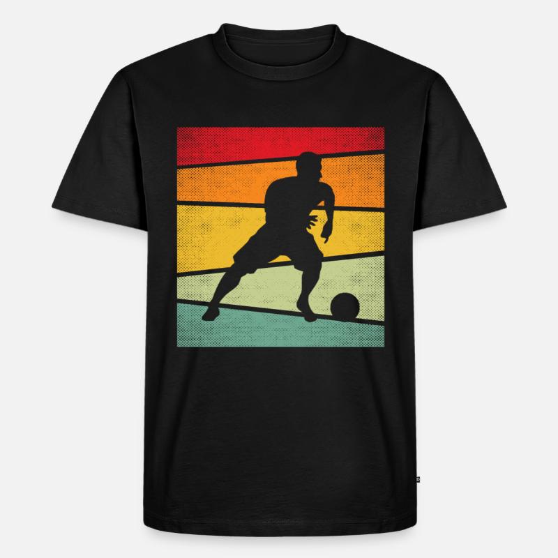 Fußball Retro - Männer Premium Bio T-Shirt - Schwarz