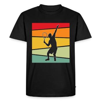 Tennis Rétro - T-shirt Premium bio Homme - noir - Devant - Nico (187cm)
