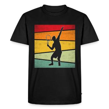 Tennis Rétro - T-shirt Premium bio Homme - noir - Devant - Nico (187cm)