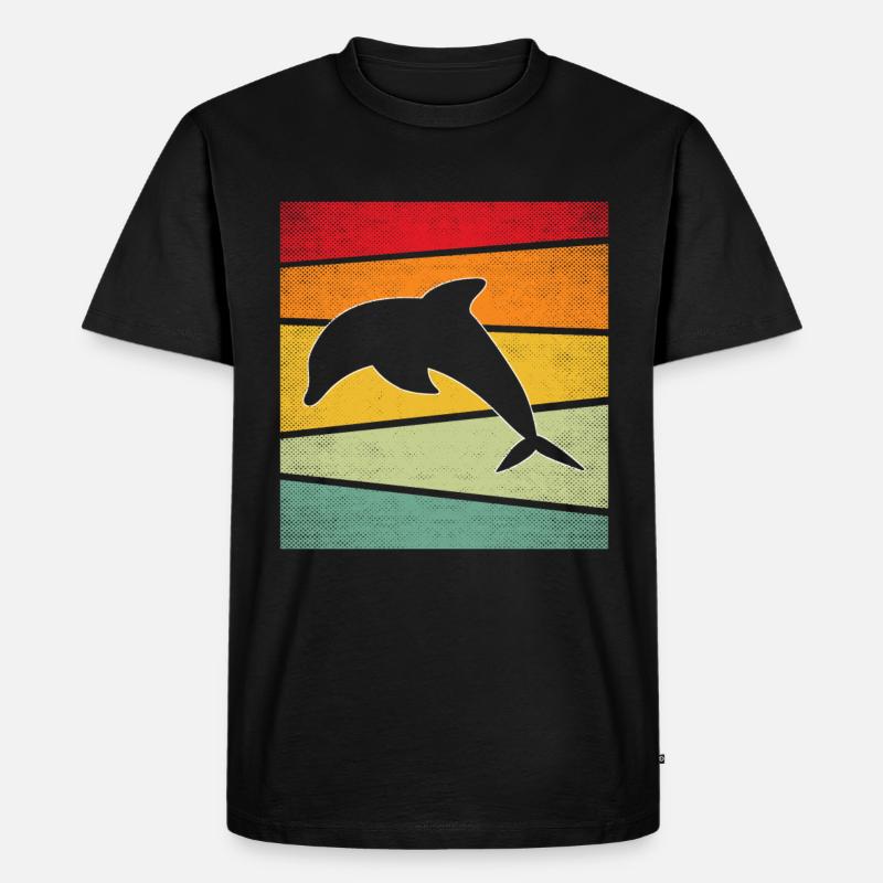 Delfin Retro - Männer Premium Bio T-Shirt - Schwarz