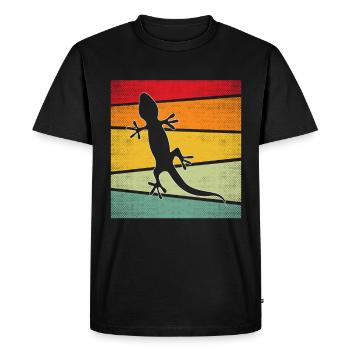 Lézard Rétro - T-shirt Premium bio Homme - noir - Devant - Nico (187cm)