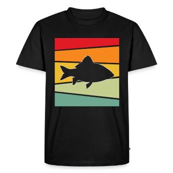 Fish Retro - Men's Premium Organic T-Shirt - black - Front - Nico (187cm)