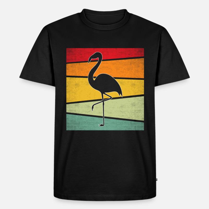 Flamingo Retro - Männer Premium Bio T-Shirt - Schwarz