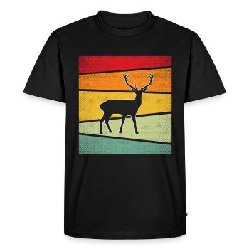 Hirsch Retro - Men's Premium Organic T-Shirt - black - Front - Nico (187cm)