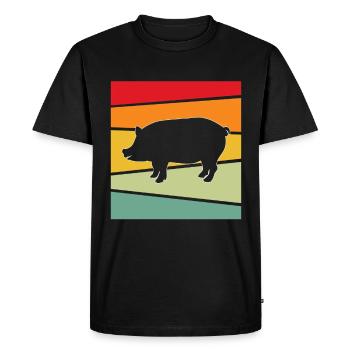 Pork Retro - Men's Premium Organic T-Shirt - black - Front - Nico (187cm)