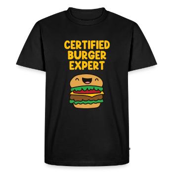 Funny Burger Quote Hamburger Cheeseburger Lover - Men's Premium Organic T-Shirt - black - Front - Nico (187cm)