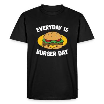 Funny Burger Quote Hamburger Cheeseburger Lover - Men's Premium Organic T-Shirt - black - Front - Nico (187cm)