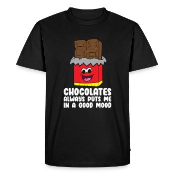 Chocolate Lover Chocolate Milk Chocolate Bars - Men's Premium Organic T-Shirt - black - Front - Nico (187cm)