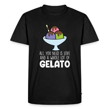 Funny Ice Cream Quote - Men's Premium Organic T-Shirt - black - Front - Nico (187cm)
