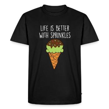 Funny Ice Cream Quote - Men's Premium Organic T-Shirt - black - Front - Nico (187cm)