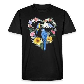 Ornithologie Ornithologie Fleurs de cœur - T-shirt Premium bio Homme - noir - Devant - Nico (187cm)