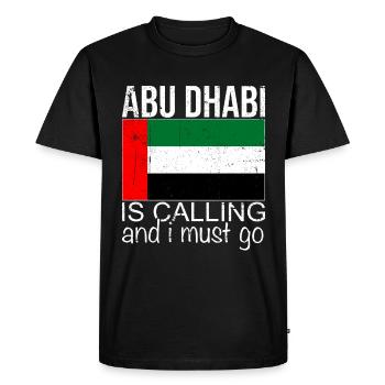 Citation d’Abu Dhabi - T-shirt Premium bio Homme - noir - Devant - Nico (187cm)
