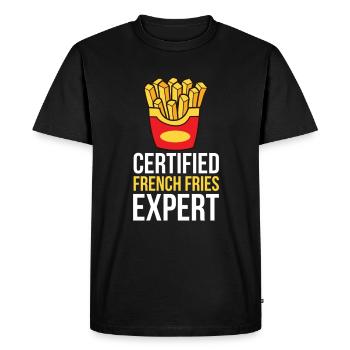 Français Frites Drôles de patates douces Frites Restauration rapide - T-shirt Premium bio Homme - noir - Devant - Nico (187cm)