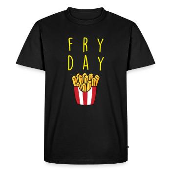Français Frites Drôles de patates douces Frites Restauration rapide - T-shirt Premium bio Homme - noir - Devant - Nico (187cm)