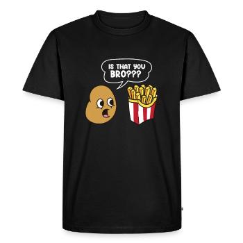 Français Frites Drôle d’amateur de restauration rapide Français frites - T-shirt Premium bio Homme - noir - Devant - Nico (187cm)