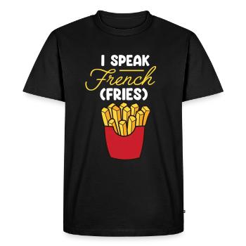 Français Frites Drôle d’amateur de restauration rapide Français frites - T-shirt Premium bio Homme - noir - Devant - Nico (187cm)