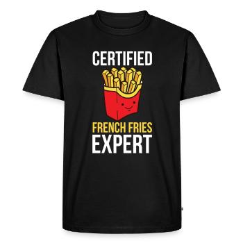 Français Frites Drôle d’amateur de restauration rapide Français frites - T-shirt Premium bio Homme - noir - Devant - Nico (187cm)