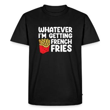 Français Frites Drôle d’amateur de restauration rapide Français frites - T-shirt Premium bio Homme - noir - Devant - Nico (187cm)