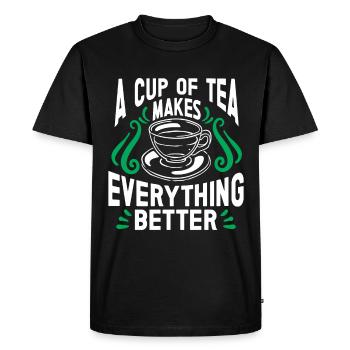 Tea Drinker Gift Cup Tea Lover - Men's Premium Organic T-Shirt - black - Front - Nico (187cm)