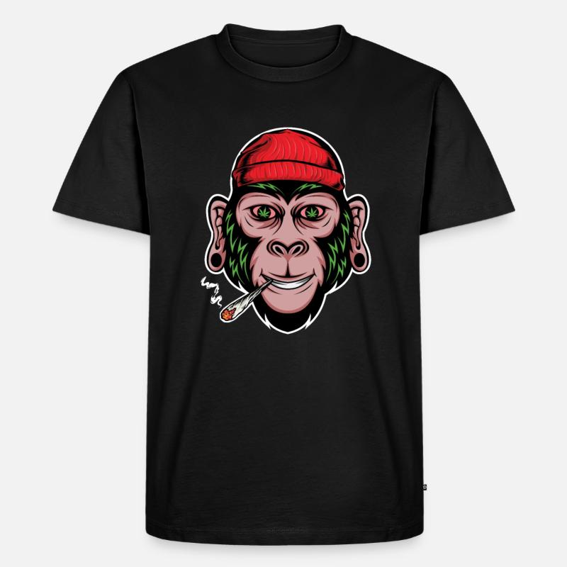 bekiffter Affe - Männer Premium Bio T-Shirt - Schwarz