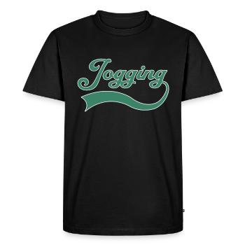 Joggen Schriftzug - Männer Premium Bio T-Shirt - Schwarz - Vorne - Nico (187cm)