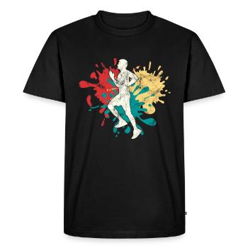 Jogging Jogger Silhouette - T-shirt Premium bio Homme - noir - Devant - Nico (187cm)