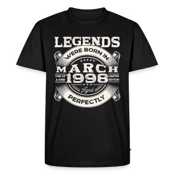 March Born 1998 25th birthday Man Legendary 98 - Men's Premium Organic T-Shirt - black - Front - Nico (187cm)