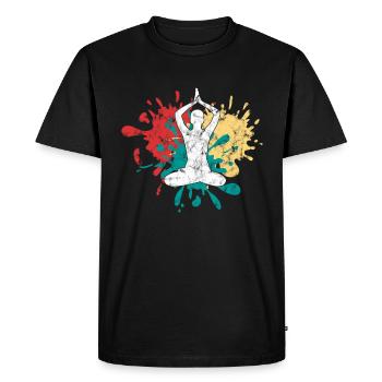 Yoga Méditation Silhouette - T-shirt Premium bio Homme - noir - Devant - Nico (187cm)