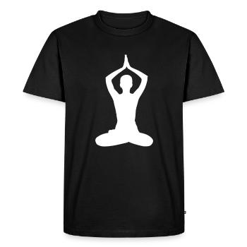 Yoga Méditation Silhouette - T-shirt Premium bio Homme - noir - Devant - Nico (187cm)