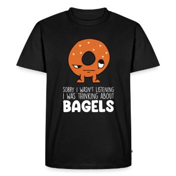 Funny Bagel Breakfast Brunch Bagels - Men's Premium Organic T-Shirt - black - Front - Nico (187cm)