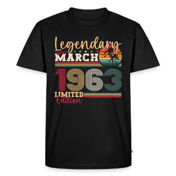 60th birthday Mann Awesome March born 1963 - Men's Premium Organic T-Shirt - black - Front - Nico (187cm)