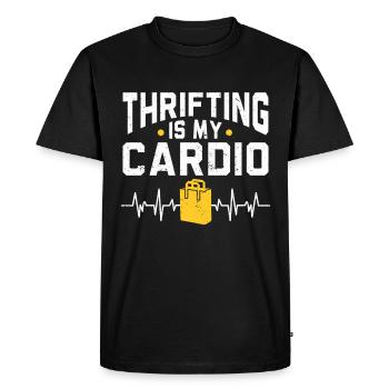 Vente à la ferme Thrifting - T-shirt Premium bio Homme - noir - Devant - Nico (187cm)