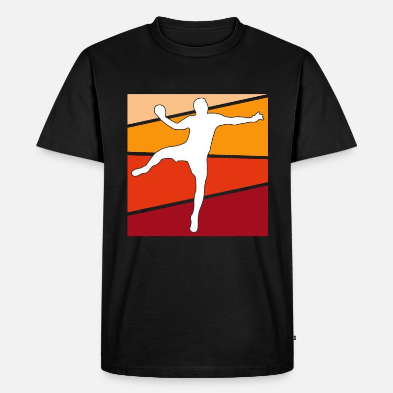 Handball Retro - Männer Premium Bio T-Shirt - Schwarz