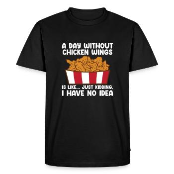 Chicken Wings Citation Hot Wing Fast Food Drôle - T-shirt Premium bio Homme - noir - Devant - Nico (187cm)
