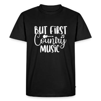 Drôle d’amateur de musique country disant guitare occidentale - T-shirt Premium bio Homme - noir - Devant - Nico (187cm)