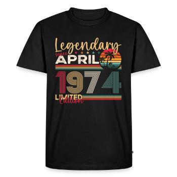 49e anniversaire homme avril né en 1974 légendaire - T-shirt Premium bio Homme - noir - Devant - Nico (187cm)