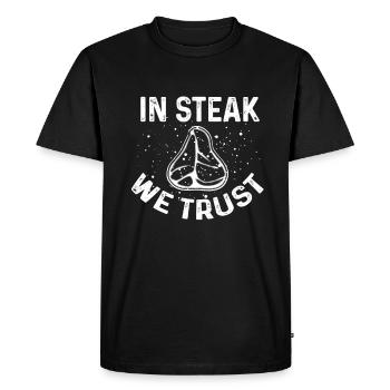 Drôle d’amateur de viande BBQ Steak Barbecue Vache de boucherie - T-shirt Premium bio Homme - noir - Devant - Nico (187cm)