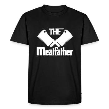 Drôle d’amateur de viande BBQ Steak Barbecue Vache de boucherie - T-shirt Premium bio Homme - noir - Devant - Nico (187cm)