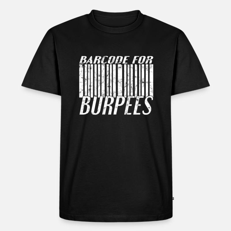 Burpee Barcode - Männer Premium Bio T-Shirt - Schwarz